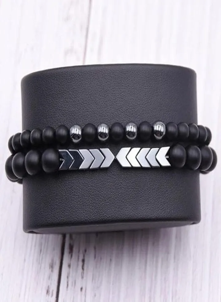 Bracelets made of matte volcanic stone beads 3pcs