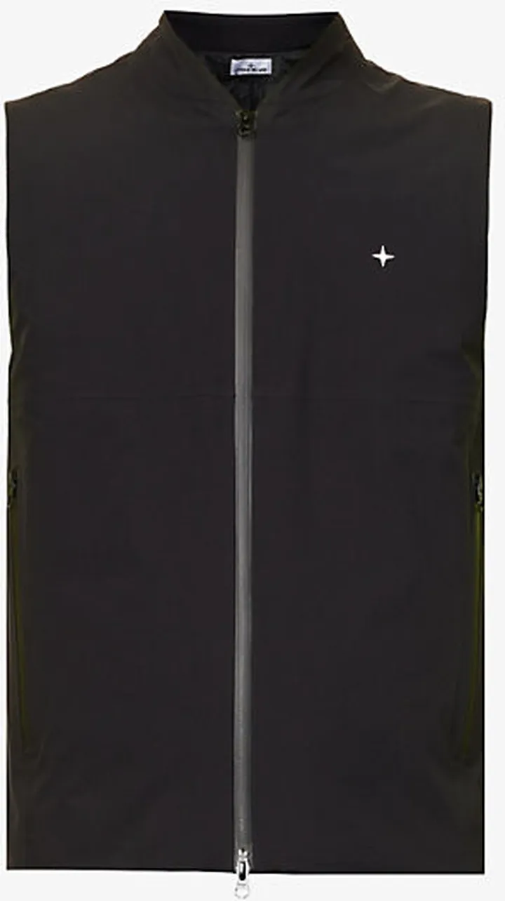 ens Black Stellina Logo-embroidered Shell Gilet