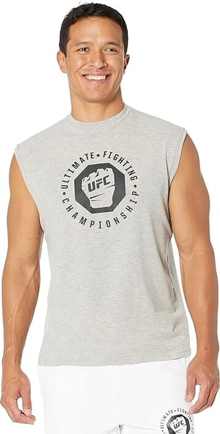 UFC Sleeveless Crew Neck Tee (Sport Grey Heather) Men's Clothing