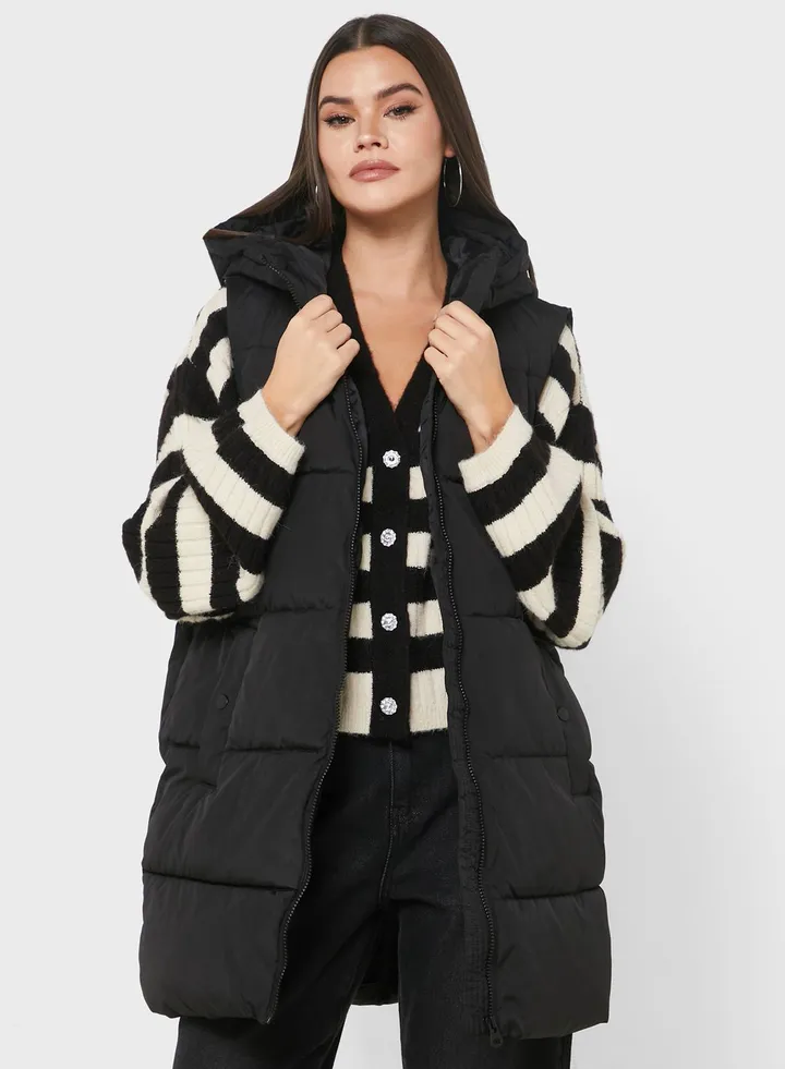 Zip Through Puffer Vest Coat