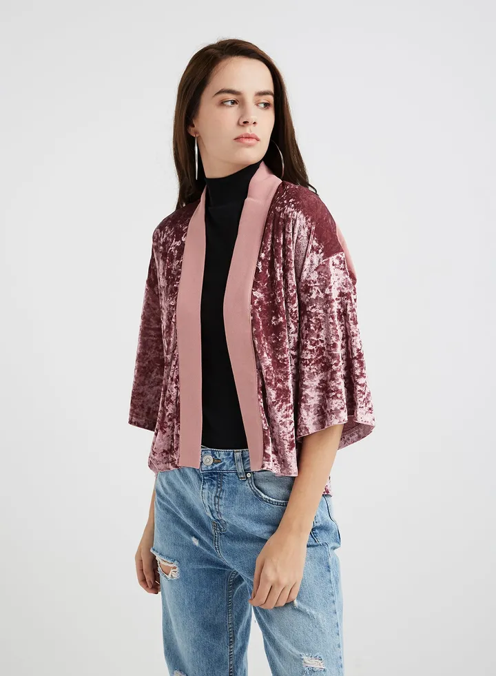 Velvet Outerwear Coat Purple