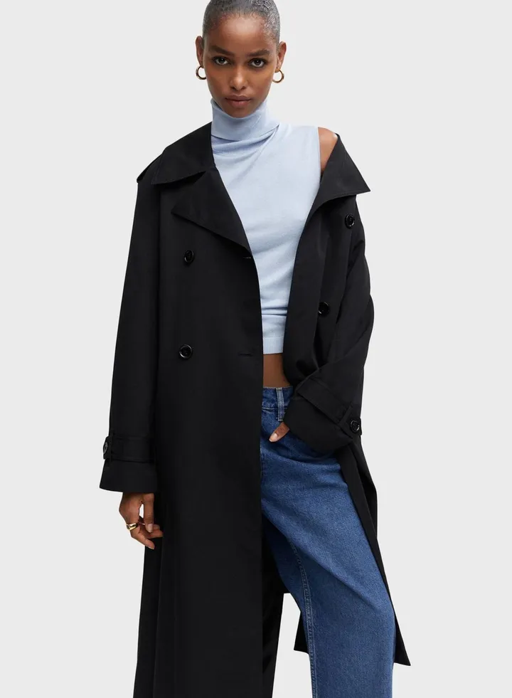 Pocket Detail Longline Trench Coat