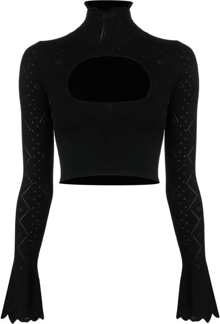 Turtleneck Cut-Out Knitted Top