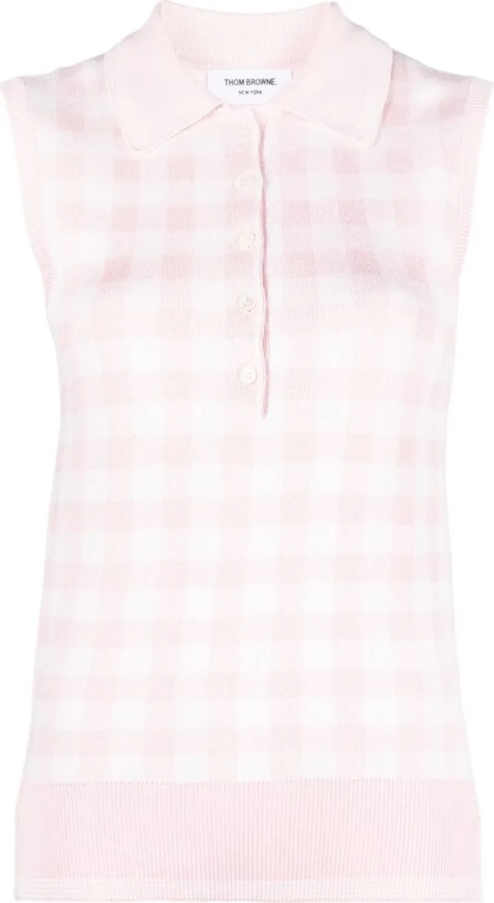 Gingham Silk Knitted Vest