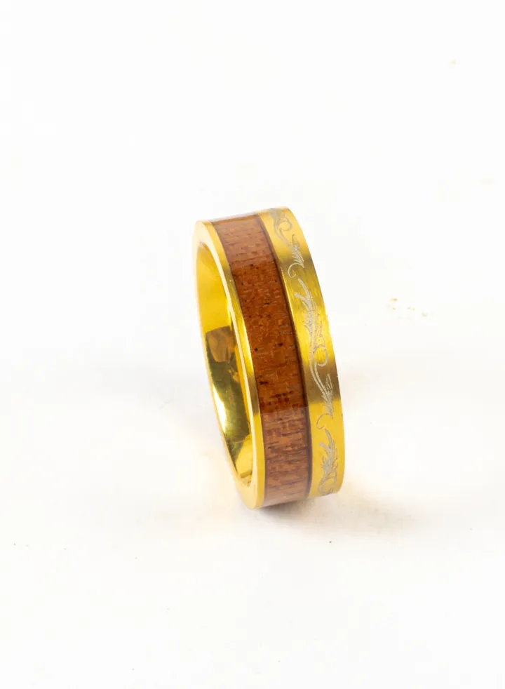 Tungsten Ebony Gold Ring For Him Size 10/20