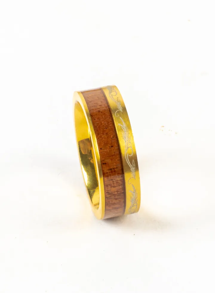 Tungsten Ebony Gold Ring For Him Size 9/19