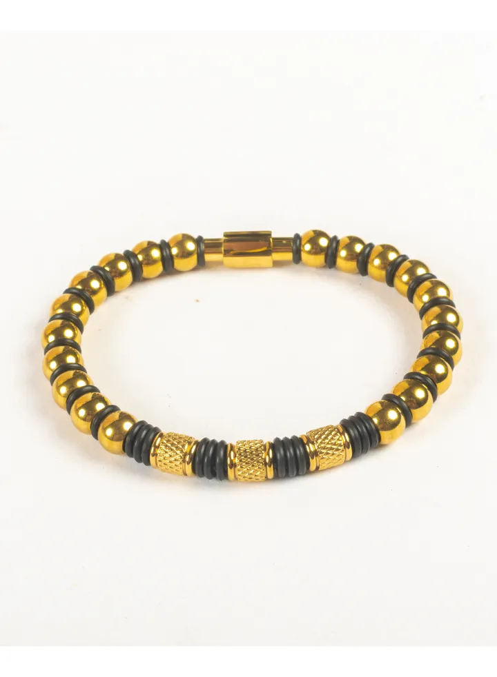 Golden Stainless Steel Beads Bracelet For Him