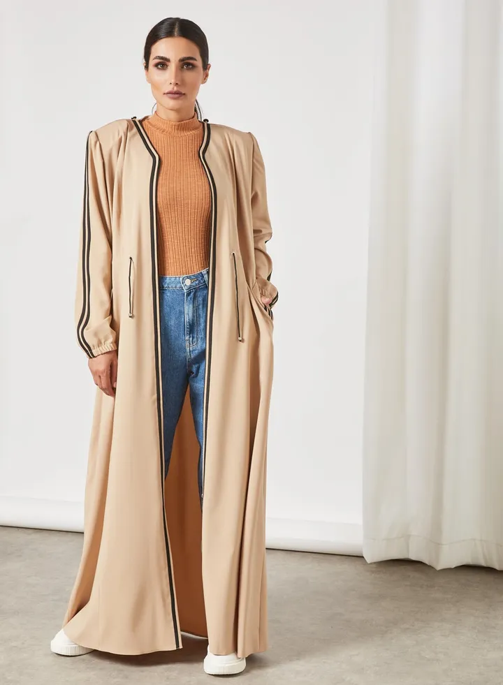 Fashionable Turkish Abaya Beige/Black