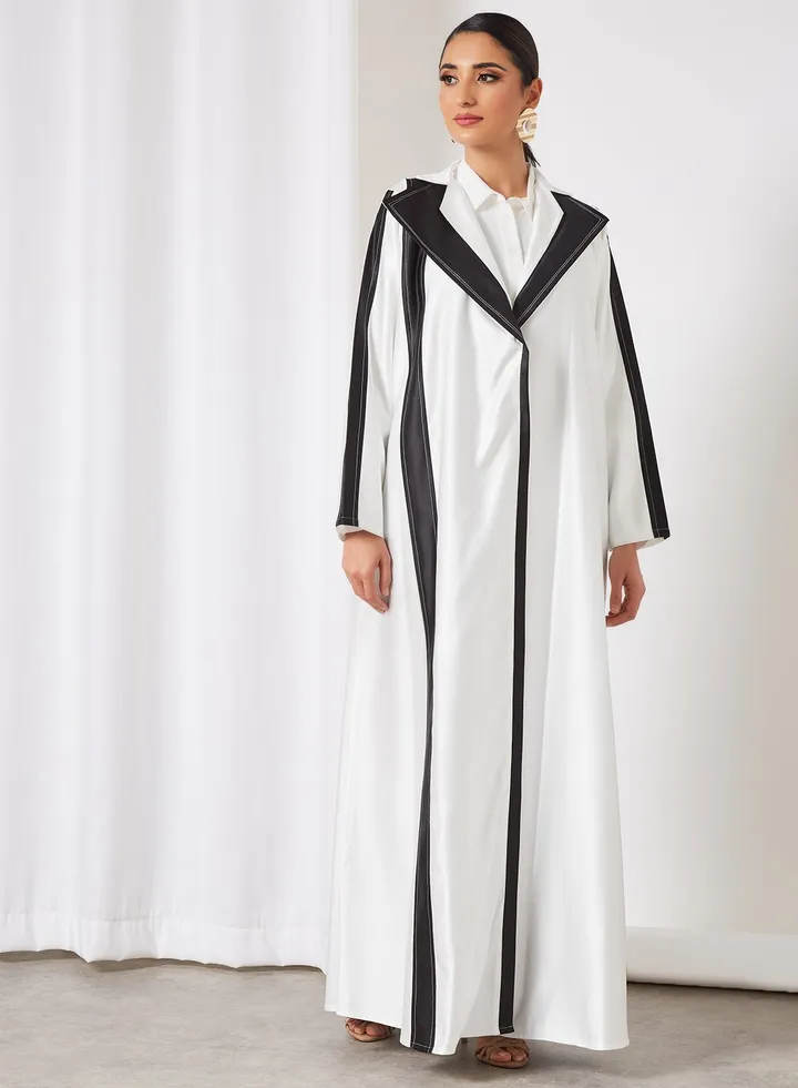 Stylish Casual Abaya Black/White