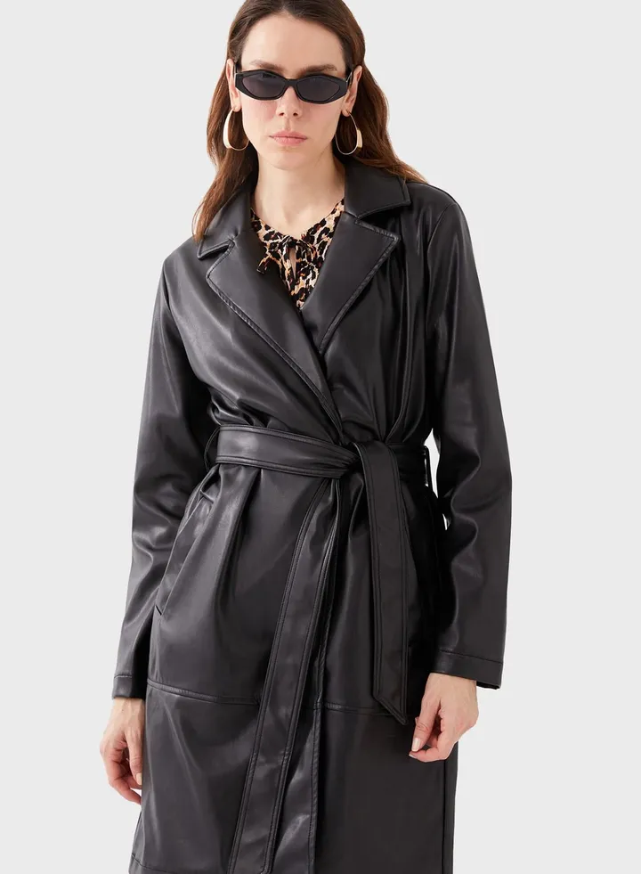 Pu Belted Coat