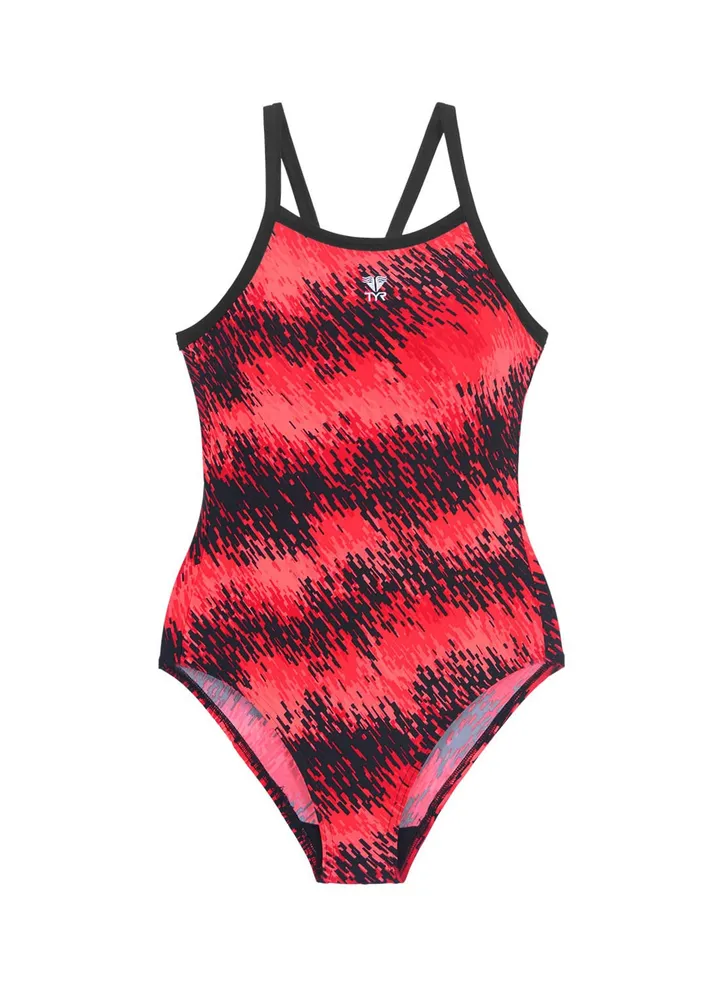 V-Cut Swimsuit For Girls (Red/Black,XL)
