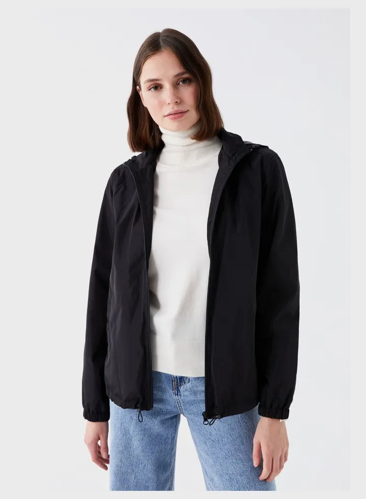 Hooded Puff Sleeve Raincoat