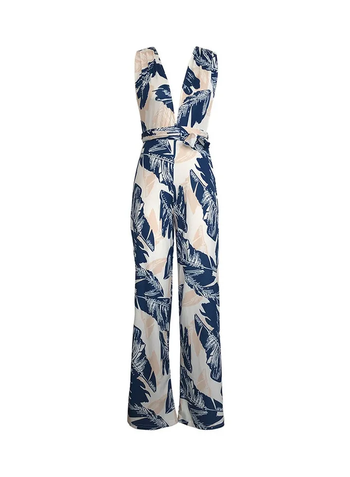 Fashion Summer Straps Jumpsuit Blue