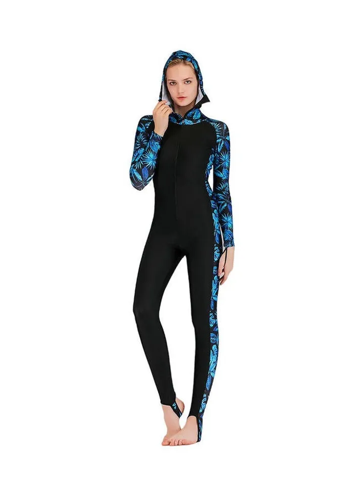 Women Printed Long Sleeve Hooded Swimwear Multicolour