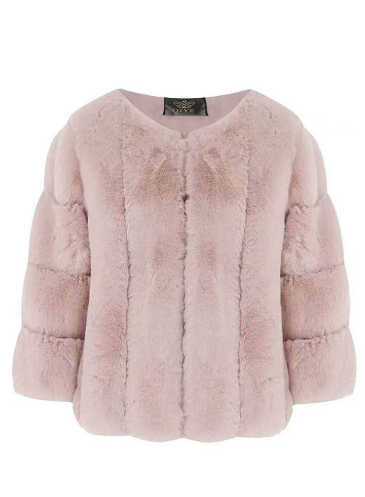 Women's New Fashion Autumn Winter Short Round Neck Coat