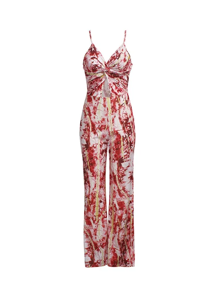 Fashion Sling V-Neck Jumpsuit Pink