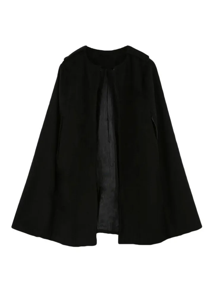 Solid Cape Coat Black