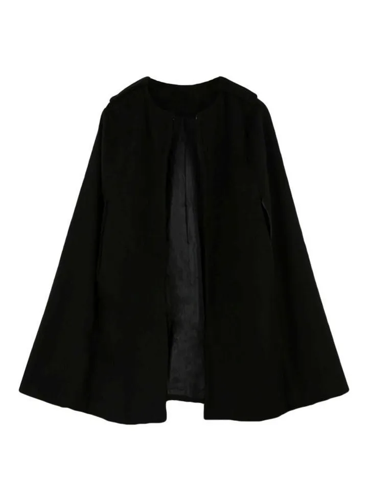 Solid Cape Coat Black