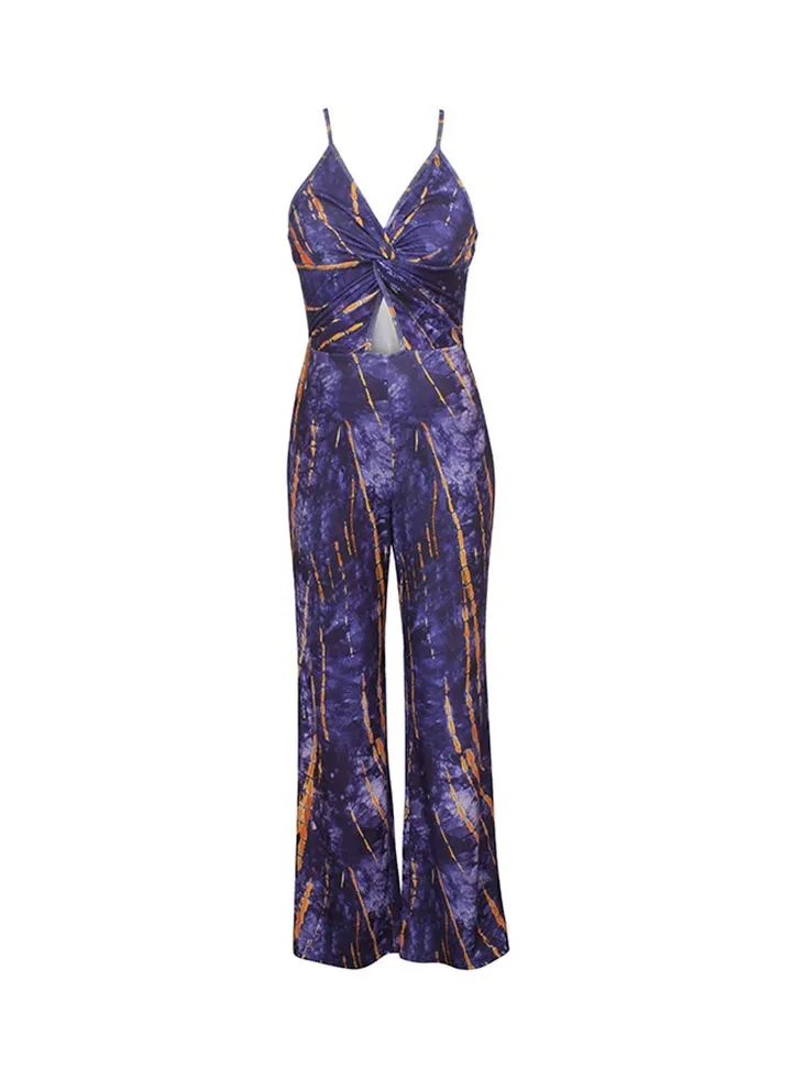 Fashion Sling V-Neck Jumpsuit Purple