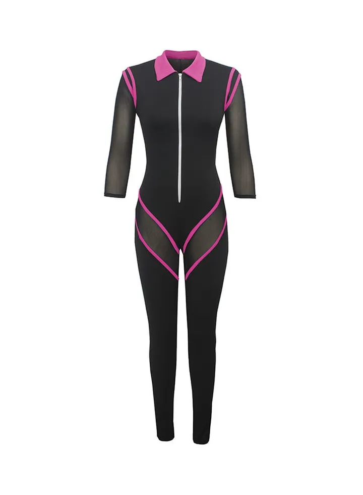 Fashion Slim Tight Leg Jumpsuit Pink