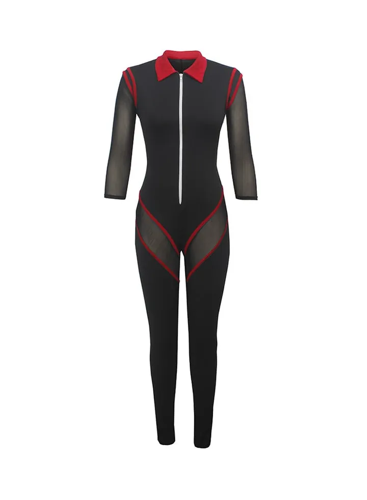 Fashion Slim Tight Leg Jumpsuit Red