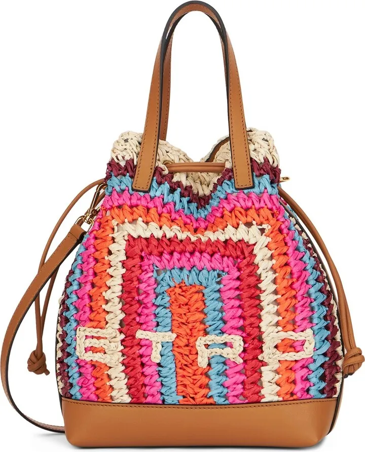 Crochet & leather bucket bag