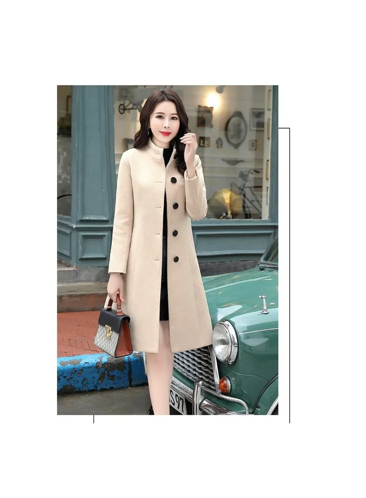 Squality Winter Long Coat Women Beige