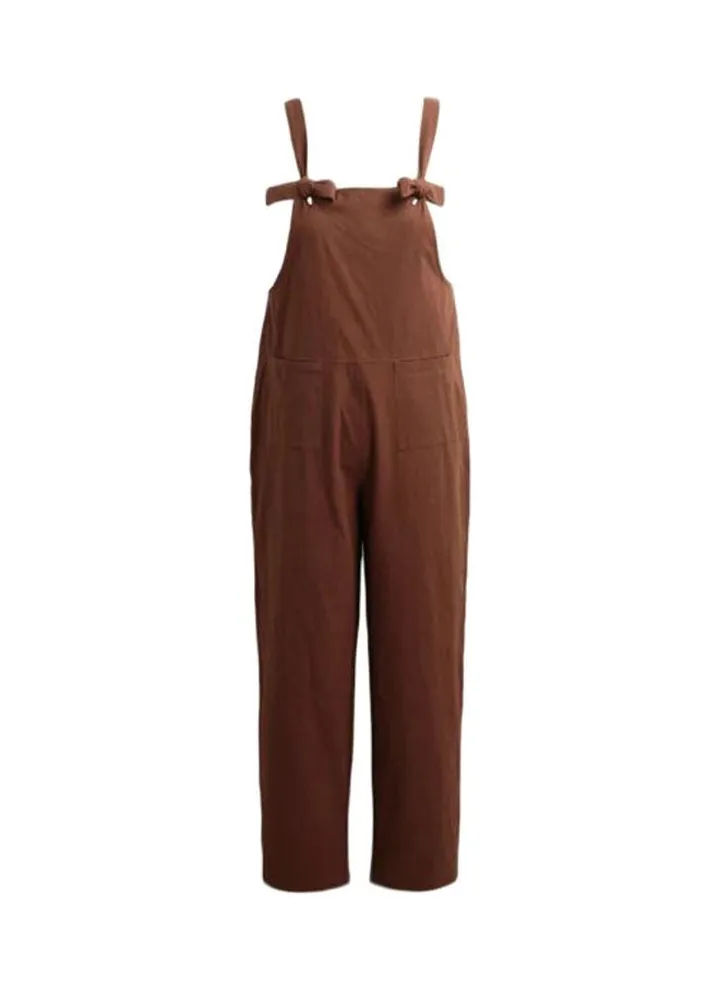 Casual Sleeveless Jumpsuit Khaki