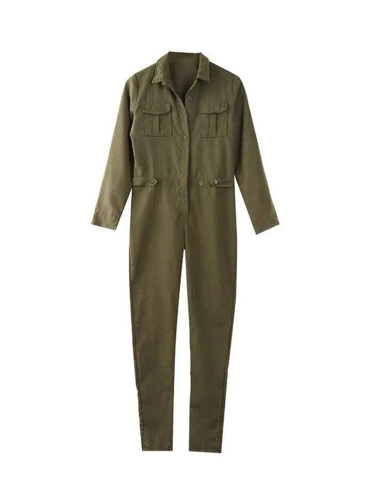 Solid Jumpsuit Army Green