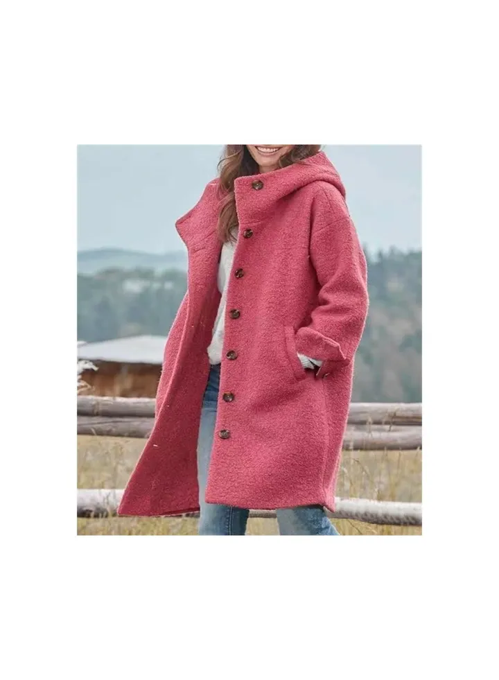 Squality Breasted Long Coat Women Pink