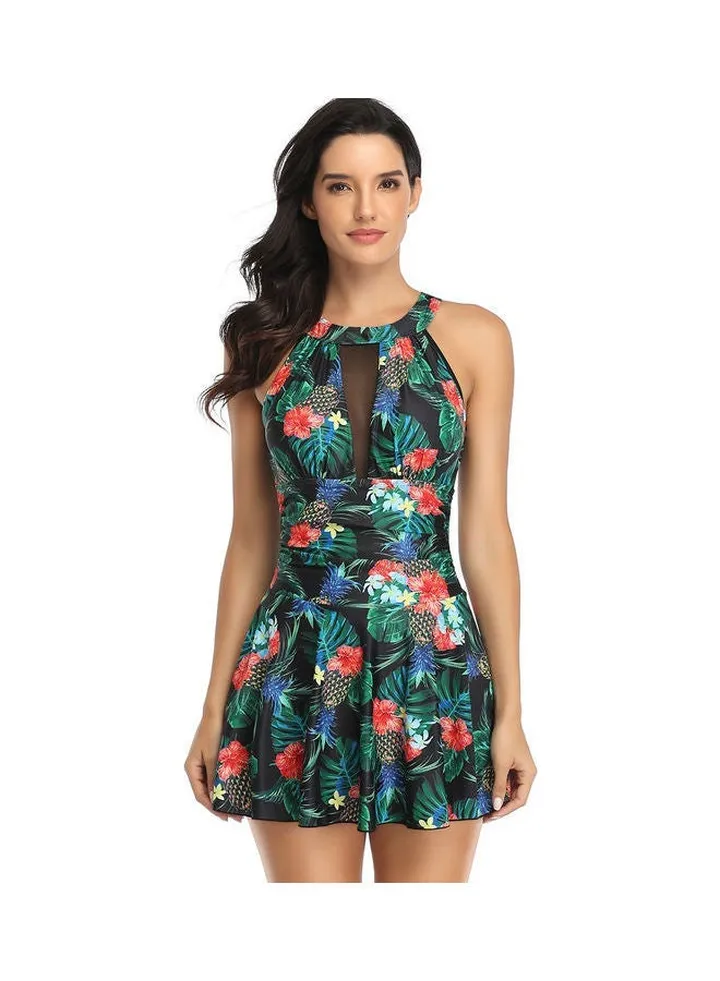 Padded One Piece Swimwear Green/Black/Red