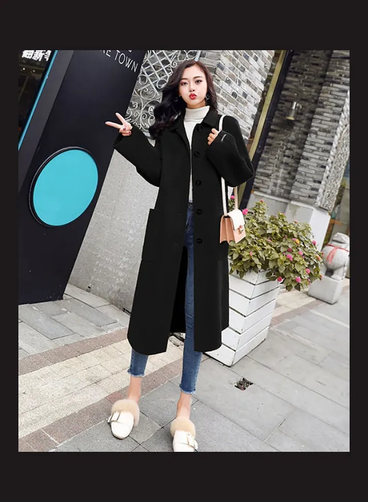 Solid Long Coat Black