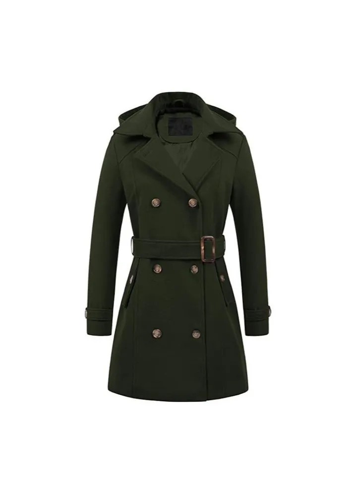 Squality Winter Hooded Thick Coat Women Army Green