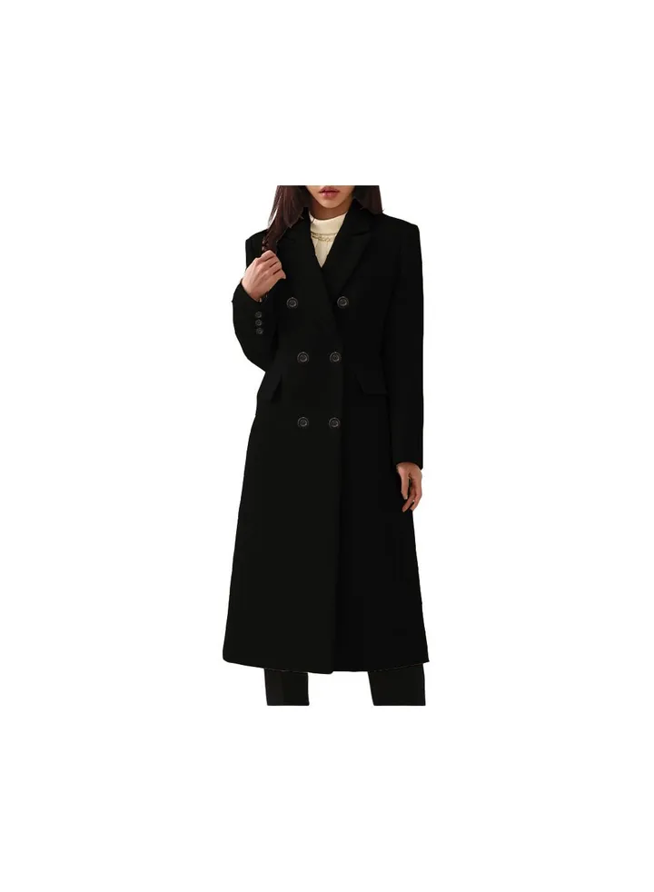 Squality Double Breasted Long Coat women Black