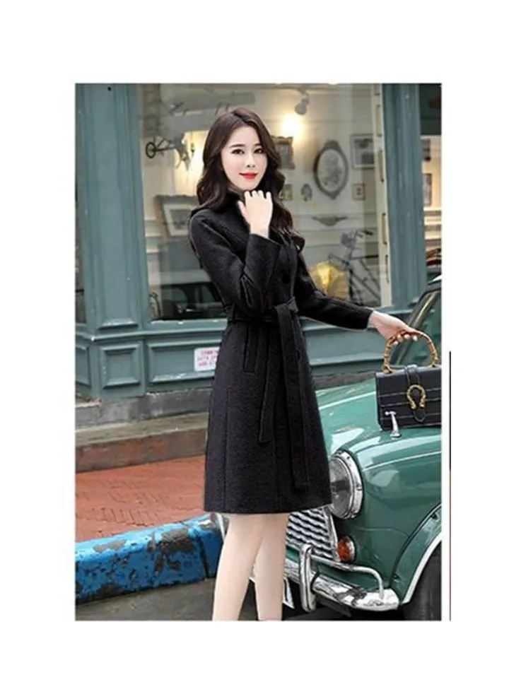 Squality Winter Long Coat Women Black