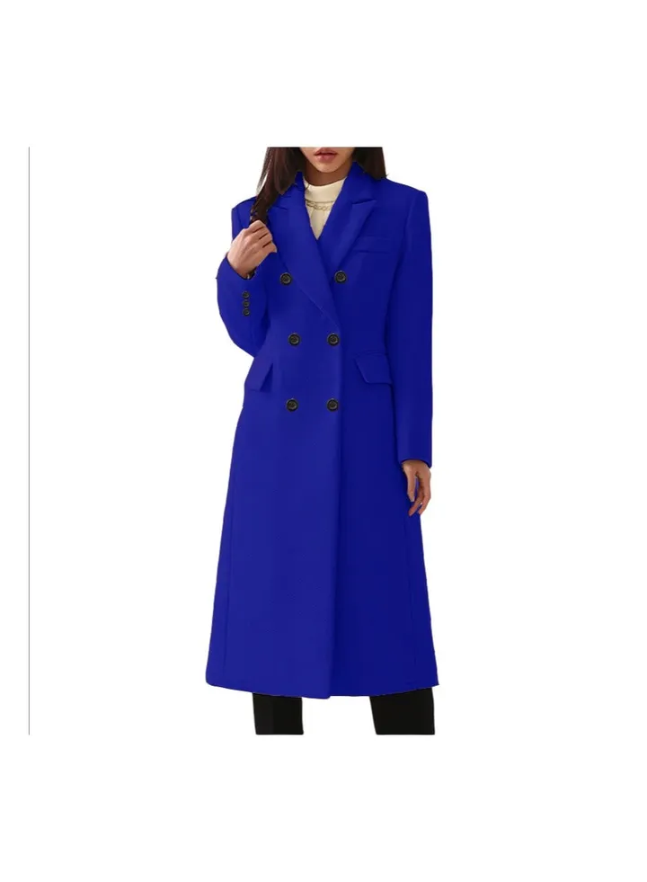 Squality Double Breasted Long Coat women Blue