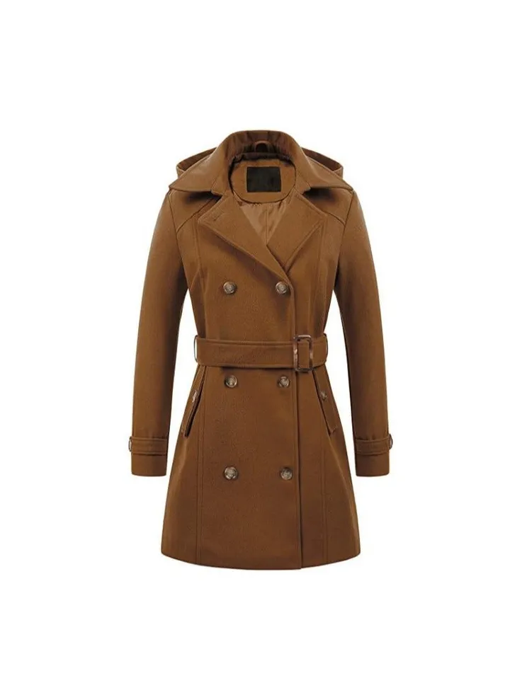 Squality Winter Hooded Thick Coat Women Brown