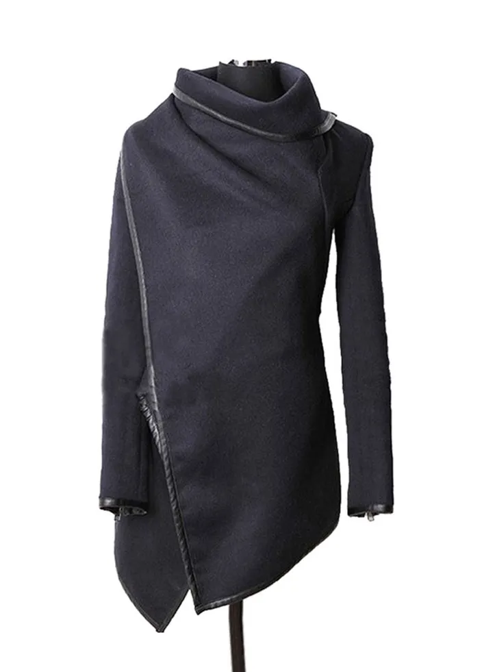 High Neck Slim Coat Black