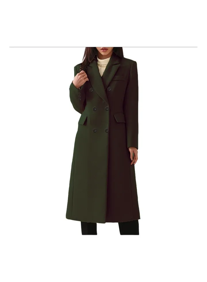 Squality Double Breasted Long Coat women Green