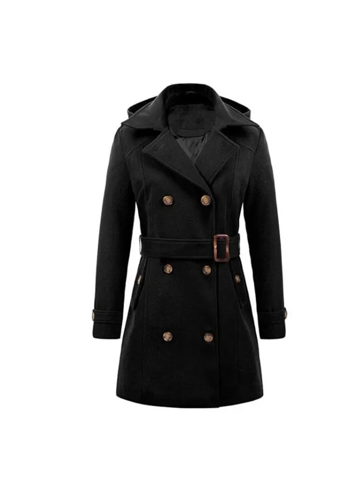 Squality Winter Hooded Thick Coat Women Black
