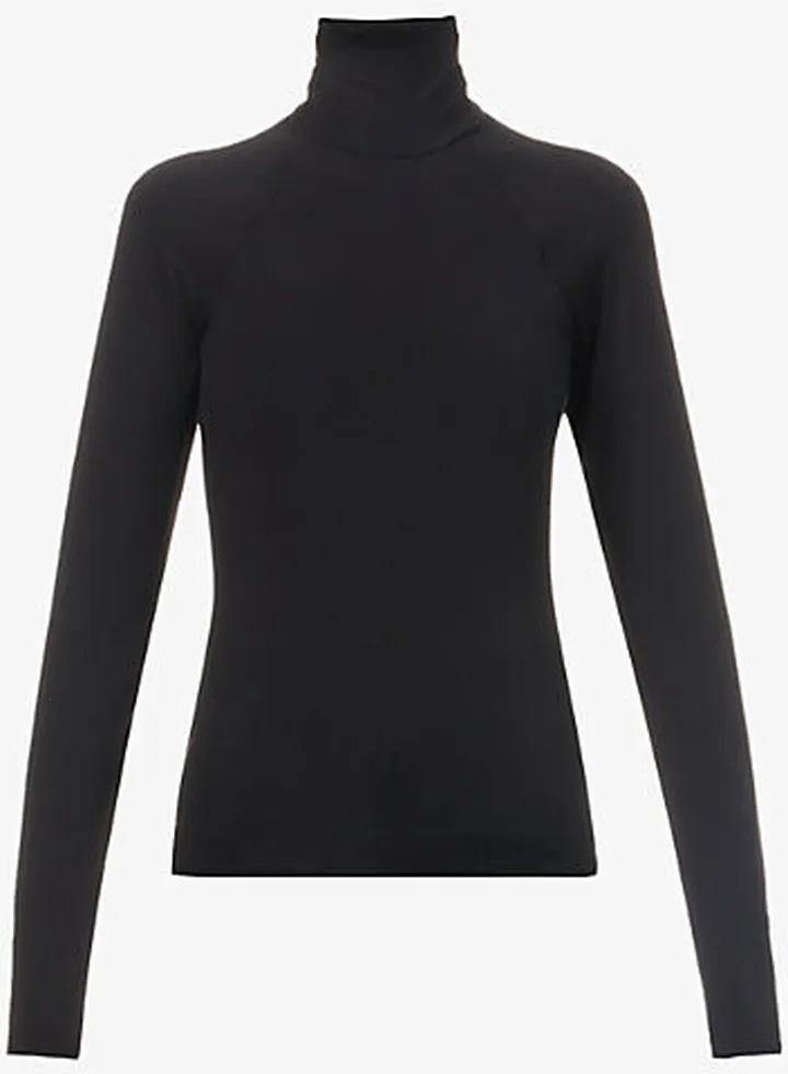 Womens Black Margaux High-neck Stretch-woven top
