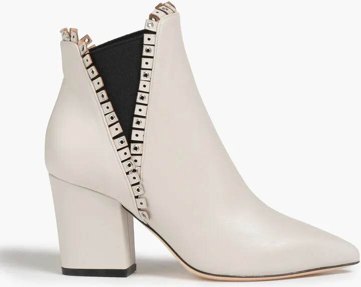Eyelet-embellished leather ankle boots