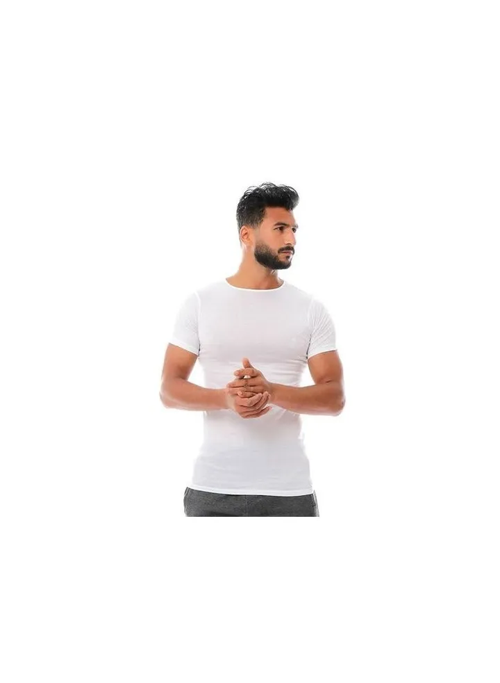 COTTONIL Mercerise' Men Half Sleeves Round neck shirt - One Piece White