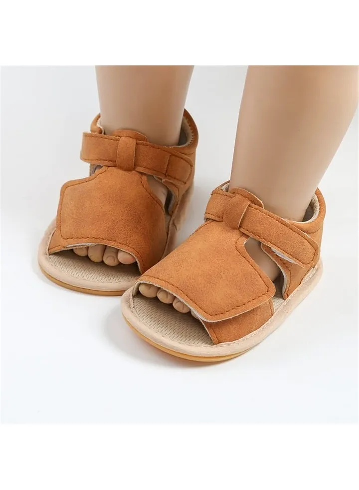 Baby Boys Girls Sandals Premium Soft Anti-Slip Rubber Sole Infant Summer Outdoor Shoes Toddler First Walkers(12-18 Months Toddler,a-Brown)