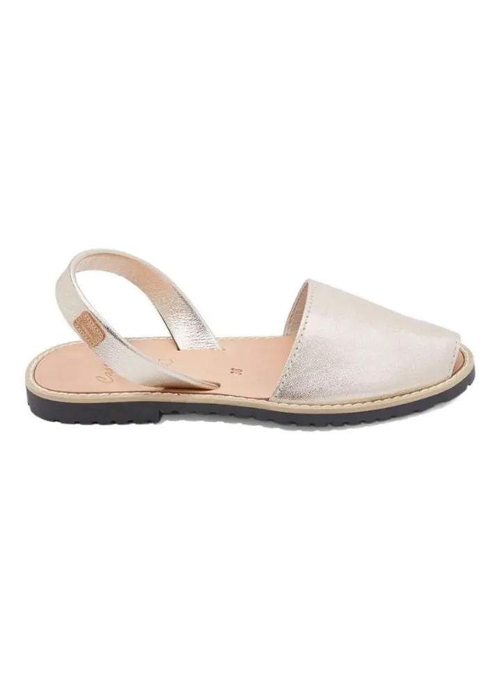Madona Leather Sling Back Casual Sandals Gold