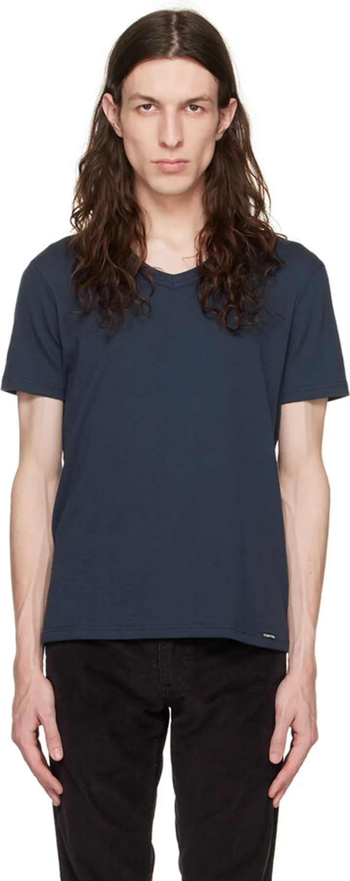 TOM FORD Navy V-Neck T-Shirt