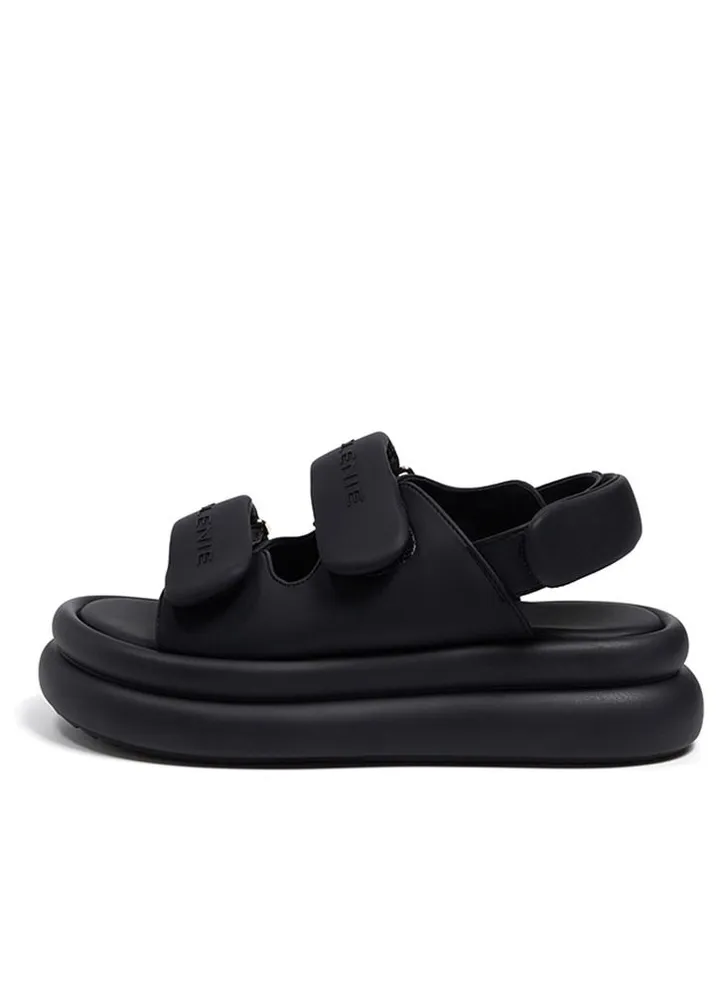 Women Summer Fashion PU Leather Platform Black Sandal