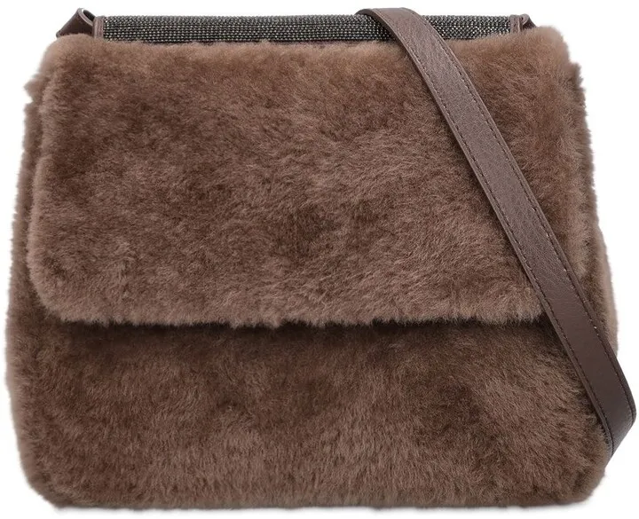 Shearling & leather shoulder bag