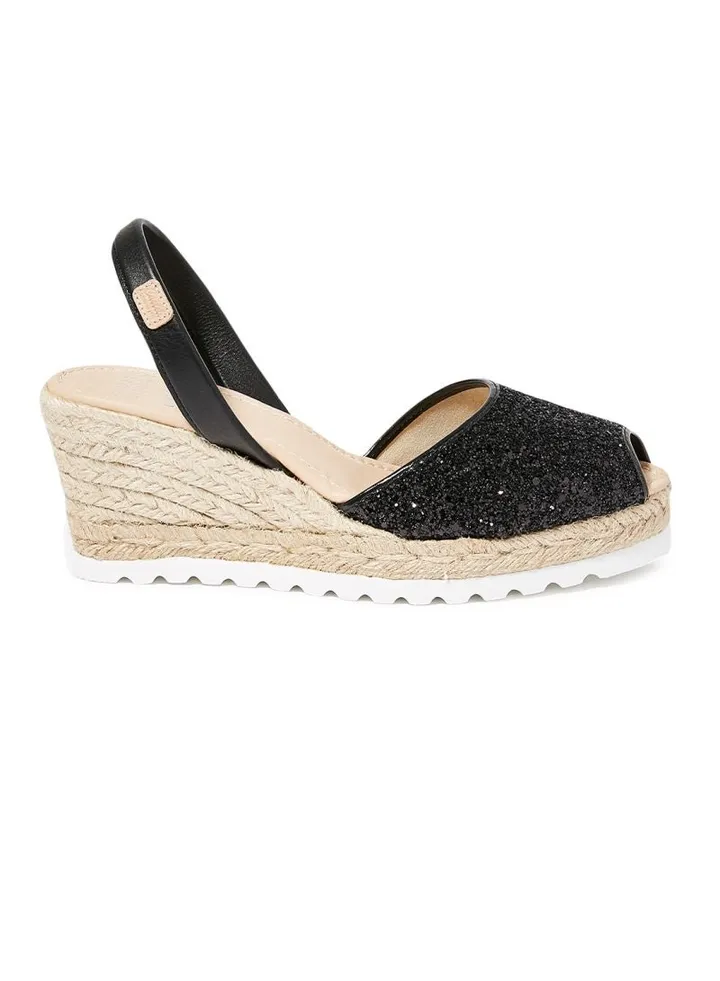 Frida Montada Glitter Sling Back Casual Sandals Black(N3Negre)