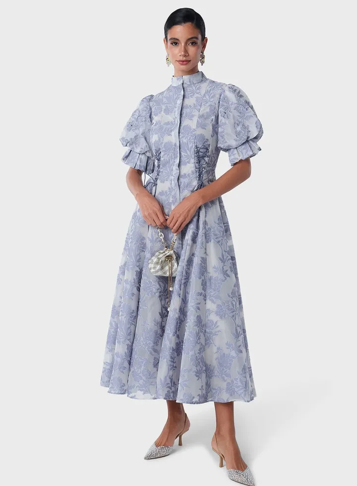 Embellished Sleeve Organza Dress